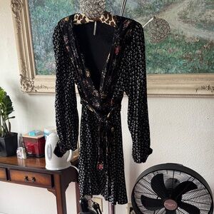 Free people Floral Black Long Sleeve Dress